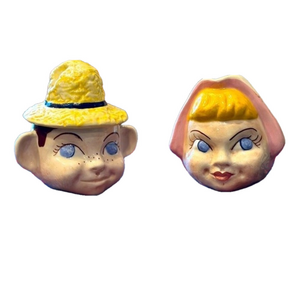 Vintage Folk Art Farm Boy & Girl‎ Cream & Sugar Set by Workman Studios Pottery